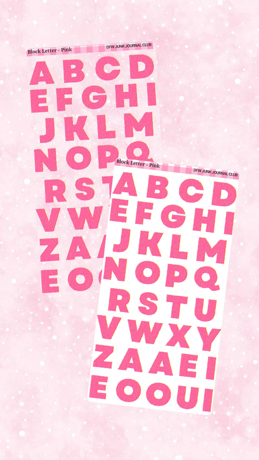 Block Letter Sticker Sheet