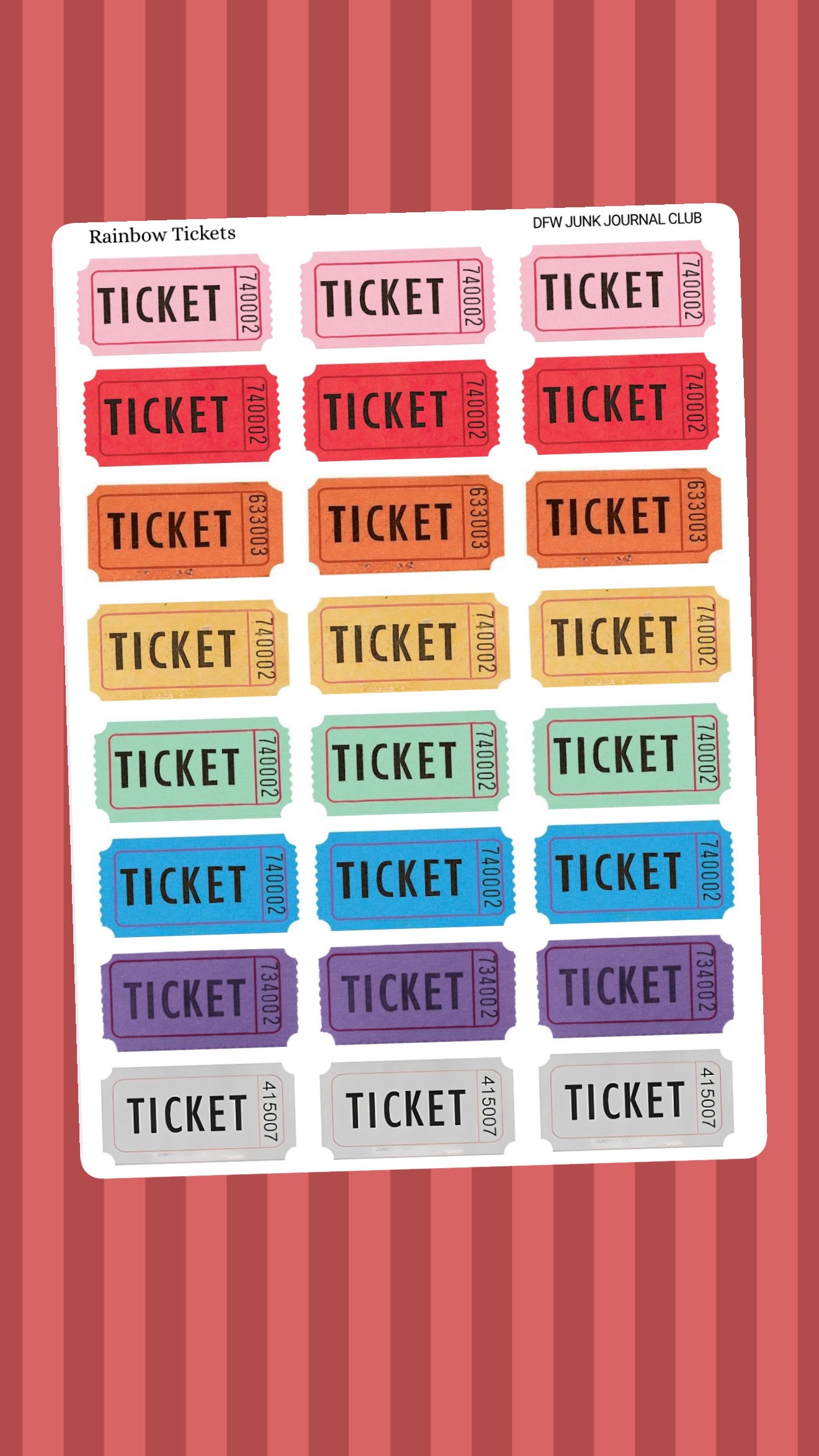 Rainbow Ticket Sticker Sheet